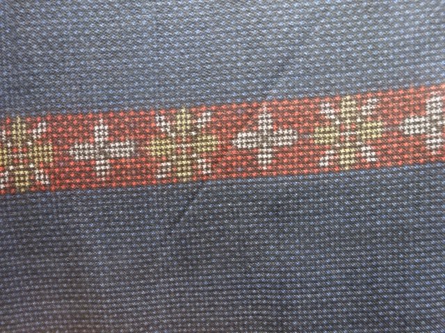 JAPANESE KIMONO / ANTIQUE KIMONO / SILK / DORO OSHIMA TSUMUGI / WOVEN STRIPE & GEOMETRIC PATTERN